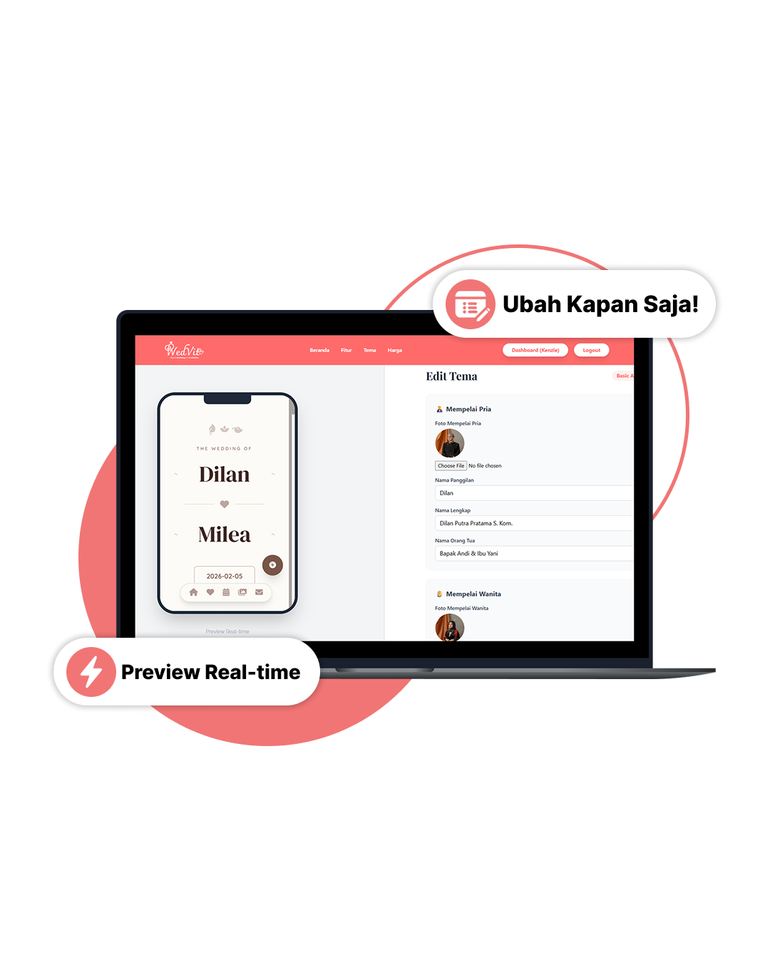 Tampilan Editor WedVit
